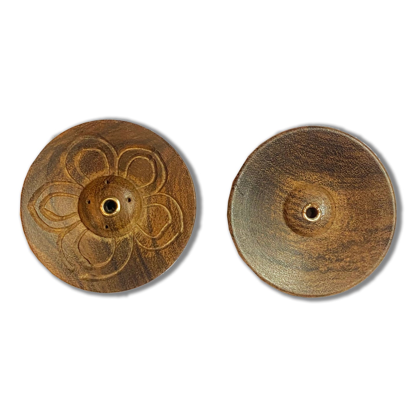 Dark Wooden Flower Incense Holder