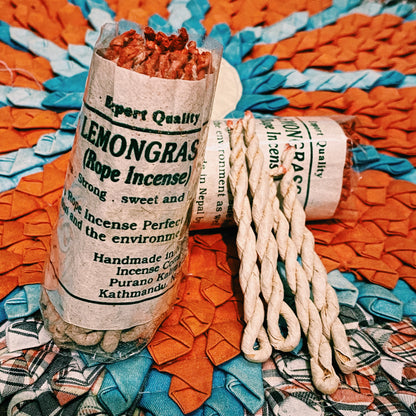 Nepali LEMONGRASS rope paper incense pack